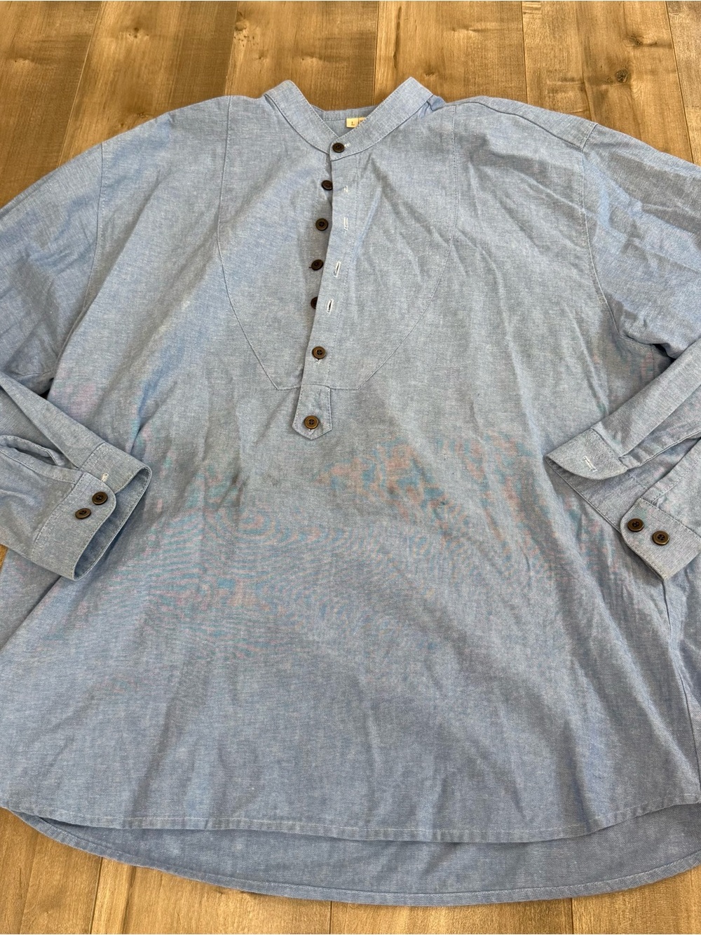 Wah Maker Frontier Clothing Tunic Blue Chambray Men Large USA Made Western Shirt